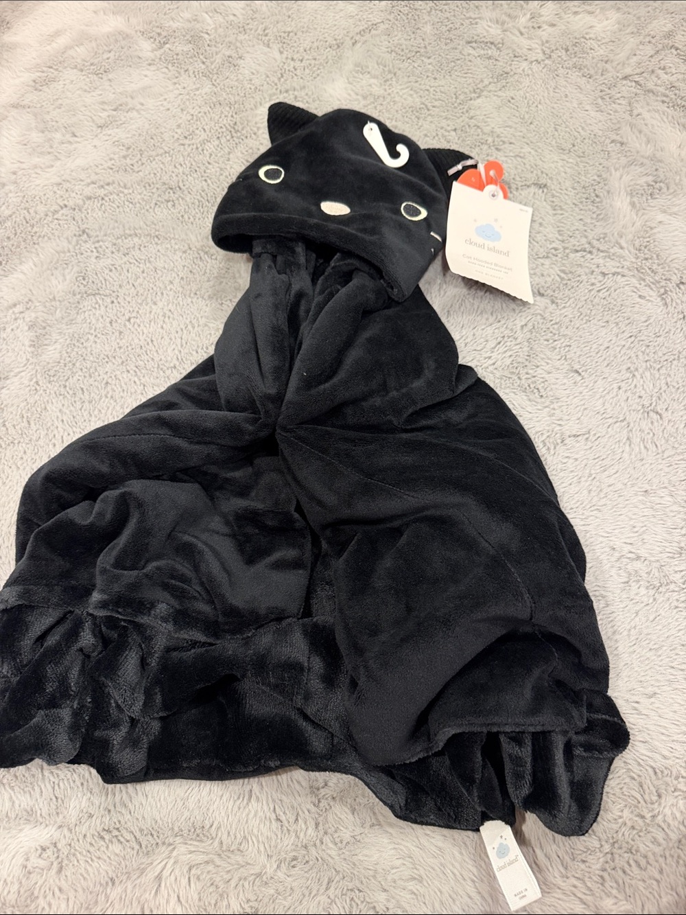 Kids cloud island Black Cat Hooded Plush Robe one size